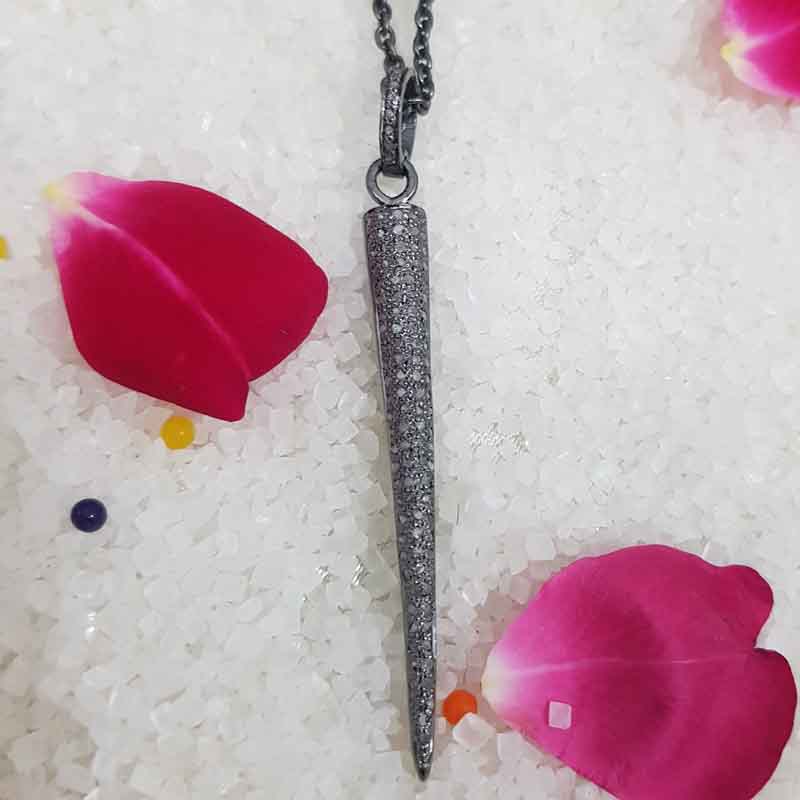 Black Beautiful Spike Pendant, Stylish Spike Necklace, Gift For Her, Him