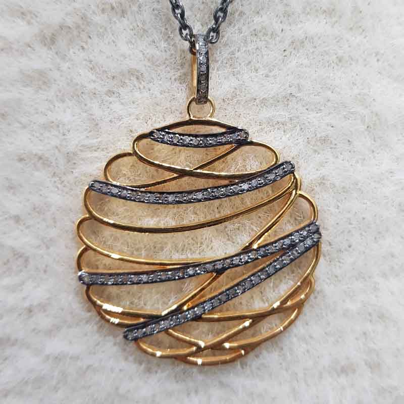 Fancy Designer Round Zigzag Pendant, Unique Round fancy Necklace, Gift For Someone