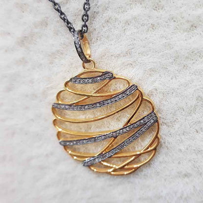 Fancy Designer Round Zigzag Pendant, Unique Round fancy Necklace, Gift For Someone