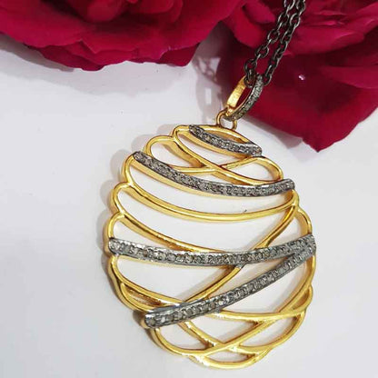 Fancy Designer Round Zigzag Pendant, Unique Round fancy Necklace, Gift For Someone