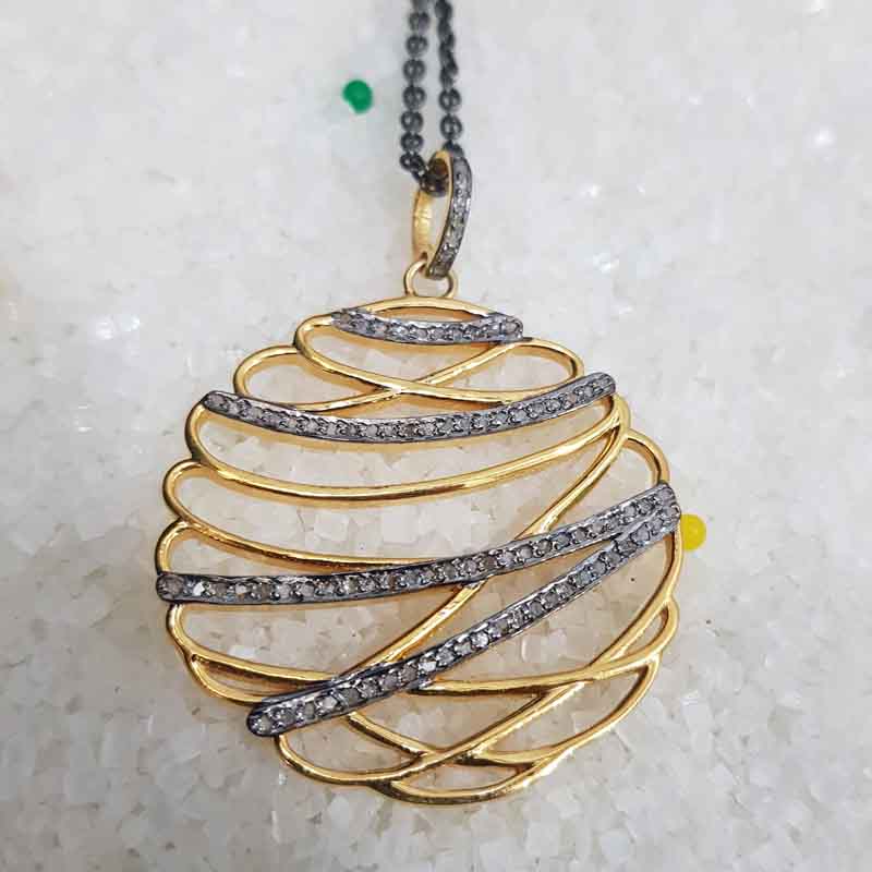 Fancy Designer Round Zigzag Pendant, Unique Round fancy Necklace, Gift For Someone