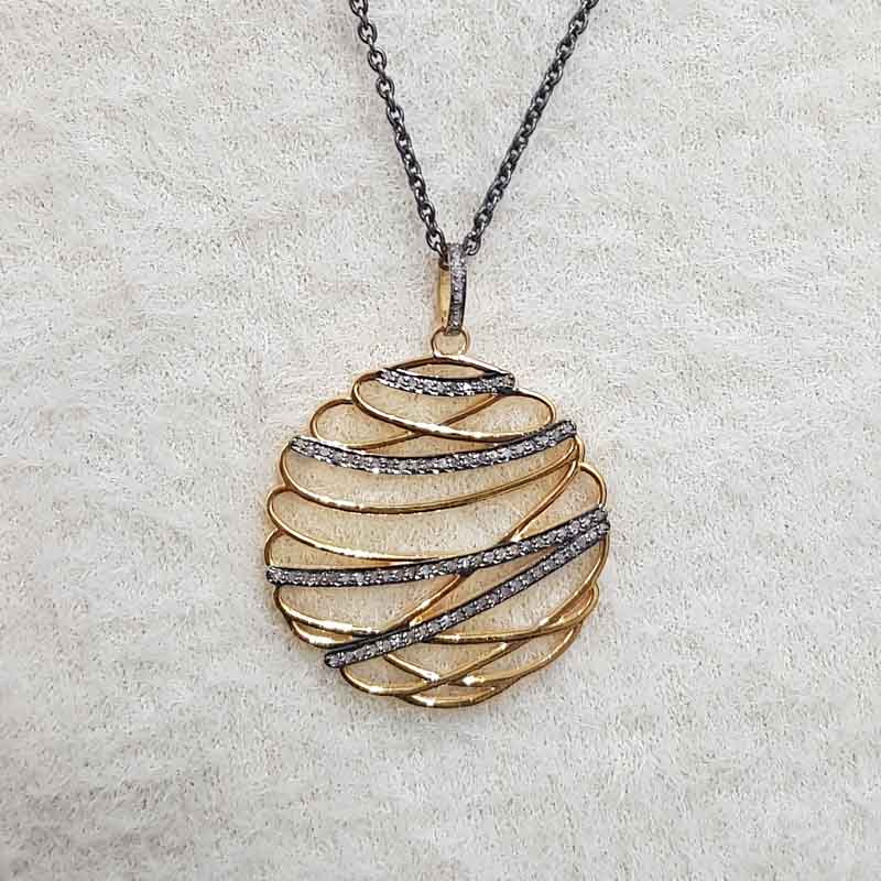 Fancy Designer Round Zigzag Pendant, Unique Round fancy Necklace, Gift For Someone