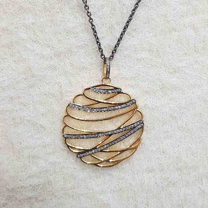 Fancy Designer Round Zigzag Pendant, Unique Round fancy Necklace, Gift For Someone