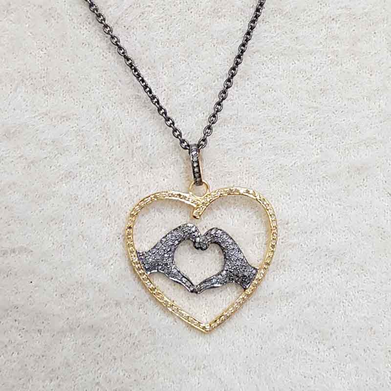 Love Symbol Pave Diamond Stunning Pendant, Soul Connection heart necklace, Gift For Girlfriend, Valentines Day Gift