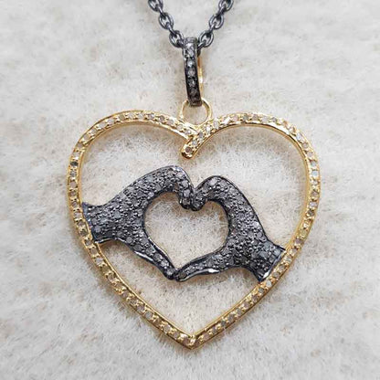 Love Symbol Pave Diamond Stunning Pendant, Soul Connection heart necklace, Gift For Girlfriend, Valentines Day Gift