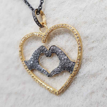 Love Symbol Pave Diamond Stunning Pendant, Soul Connection heart necklace, Gift For Girlfriend, Valentines Day Gift