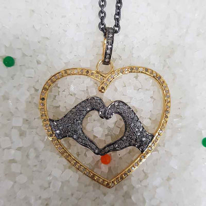 Love Symbol Pave Diamond Stunning Pendant, Soul Connection heart necklace, Gift For Girlfriend, Valentines Day Gift