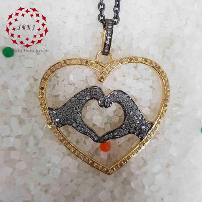 Love Symbol Pave Diamond Stunning Pendant, Soul Connection heart necklace, Gift For Girlfriend, Valentines Day Gift