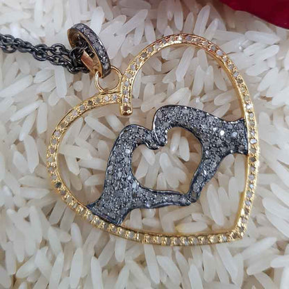 Love Symbol Pave Diamond Stunning Pendant, Soul Connection heart necklace, Gift For Girlfriend, Valentines Day Gift