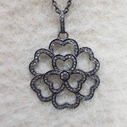 Good Looking Handmade Designer Heart Flower Pendant, Blooming Beauty Pendant, Silver Jewelry