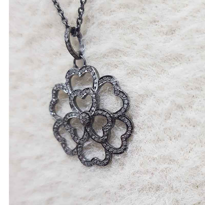 Good Looking Handmade Designer Heart Flower Pendant, Blooming Beauty Pendant, Silver Jewelry