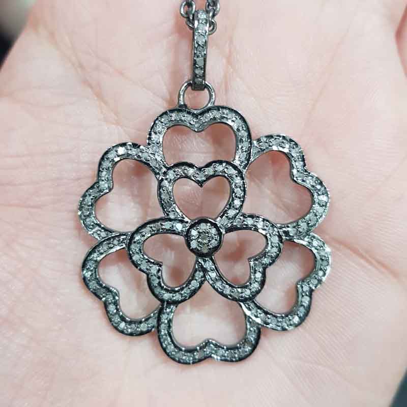 Good Looking Handmade Designer Heart Flower Pendant, Blooming Beauty Pendant, Silver Jewelry