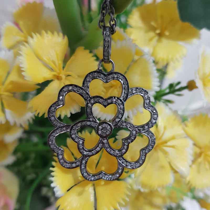 Good Looking Handmade Designer Heart Flower Pendant, Blooming Beauty Pendant, Silver Jewelry