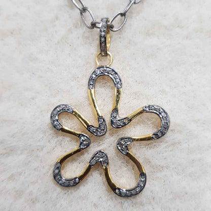 Flower Style Pave Diamond 925 Sterling Silver Pendant, Blossom Delight Pendant, Gift For Mom, Mother's Day Gift