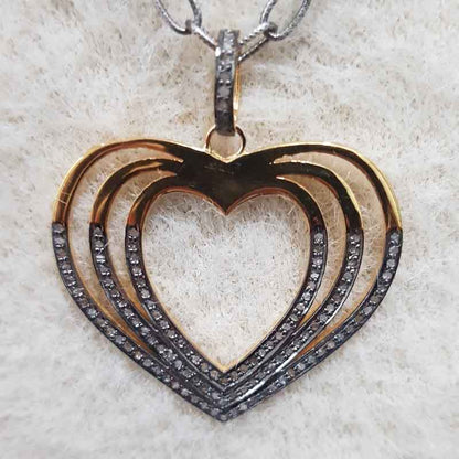 Shiny Handmade Designer Pave Diamond Heart Pendant, Unique Heart Necklace, Gift For Wife, Anniversary Gift