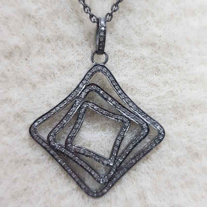 Unique Fancy Designer Handmade Style Pave Diamond pendant, Fancy Necklace, Silver Jewelry