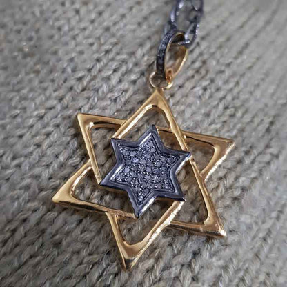 925 Sterling Silver Pave Diamond Star Designer Pendant, Shiny Star Necklace, Gift For Someone