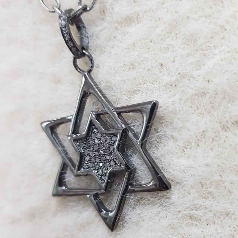 925 Sterling Silver Pave Diamond Star Designer Pendant, Shiny Star Necklace, Gift For Someone