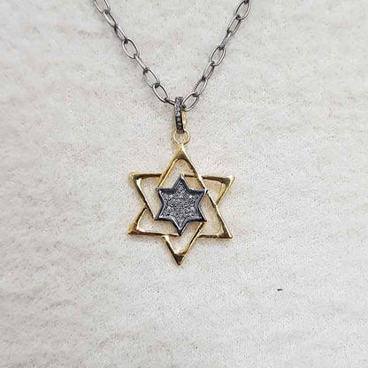 925 Sterling Silver Pave Diamond Star Designer Pendant, Shiny Star Necklace, Gift For Someone