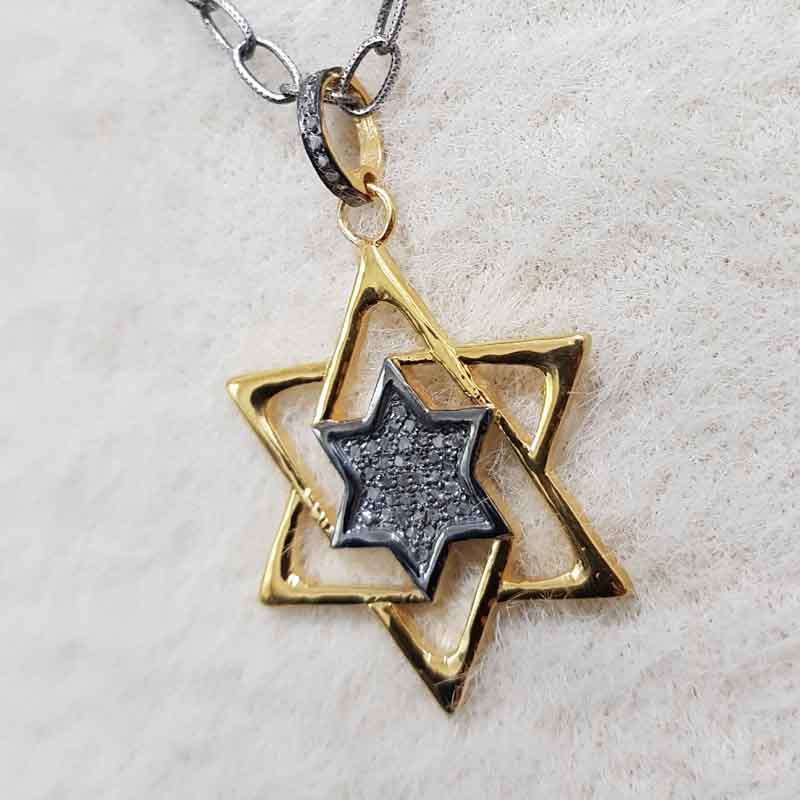 925 Sterling Silver Pave Diamond Star Designer Pendant, Shiny Star Necklace, Gift For Someone