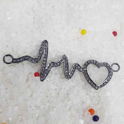 Heart Beat Pendant With Pave Layers, Heart Beat Necklace, Silver Jewelry, Gift For Headband, Wife