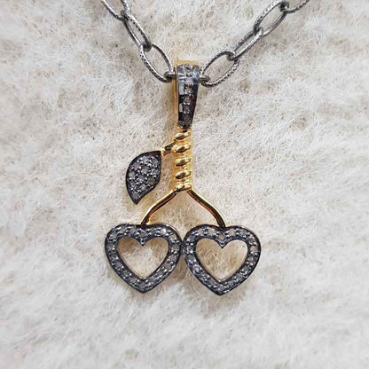 Fancy Designer Pave Diamond Heart With Leaf Pendant, Attractive Heart Necklace, Gift For Someone