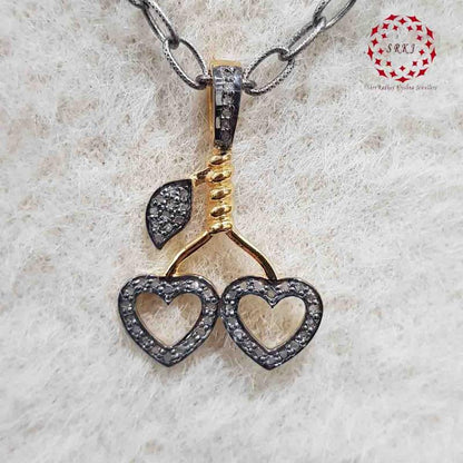 Fancy Designer Pave Diamond Heart With Leaf Pendant, Attractive Heart Necklace, Gift For Someone