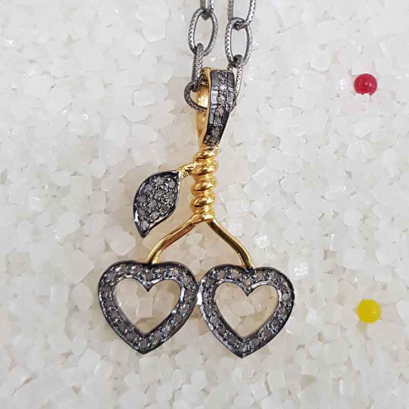 Fancy Designer Pave Diamond Heart With Leaf Pendant, Attractive Heart Necklace, Gift For Someone