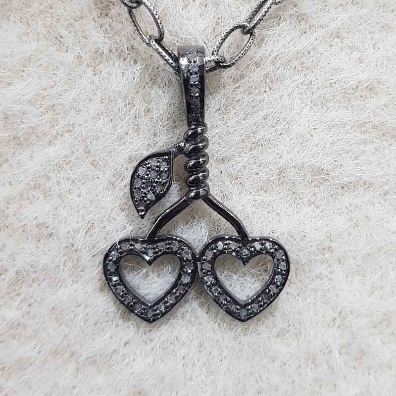 Fancy Designer Pave Diamond Heart With Leaf Pendant, Attractive Heart Necklace, Gift For Someone