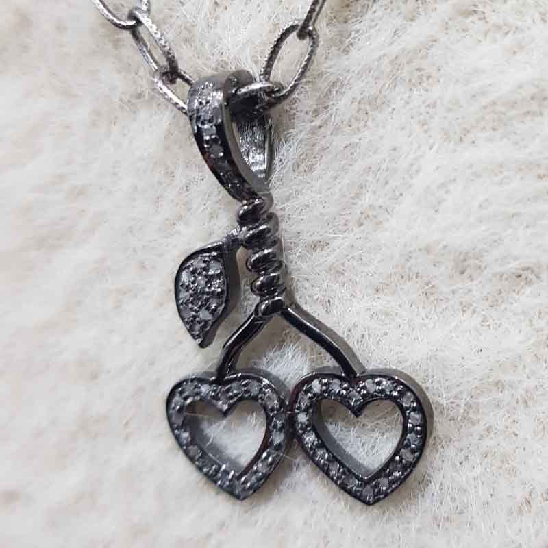 Fancy Designer Pave Diamond Heart With Leaf Pendant, Attractive Heart Necklace, Gift For Someone