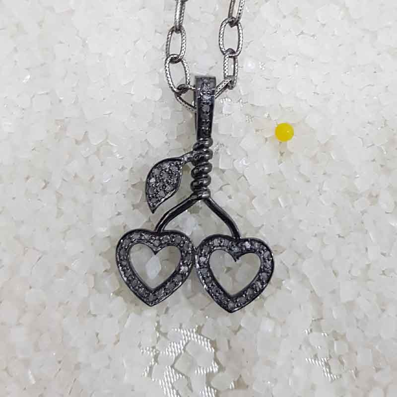 Fancy Designer Pave Diamond Heart With Leaf Pendant, Attractive Heart Necklace, Gift For Someone