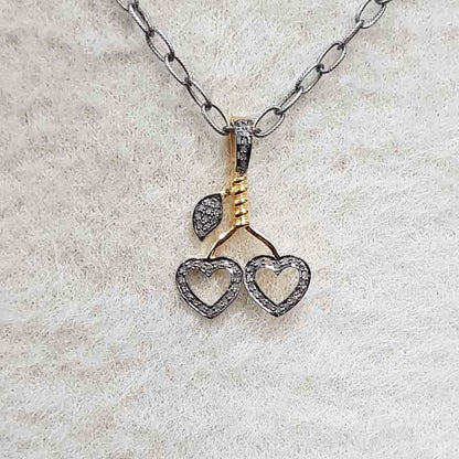 Fancy Designer Pave Diamond Heart With Leaf Pendant, Attractive Heart Necklace, Gift For Someone