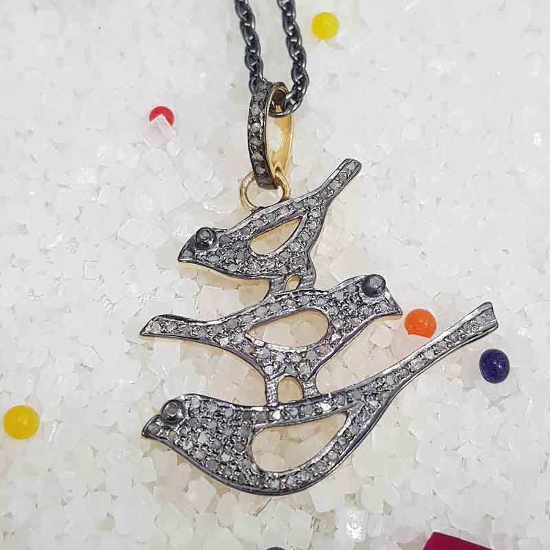 Lovely Fancy Designer 3 Bird Pendant, Stylish Bird Necklace, Silver jewelry