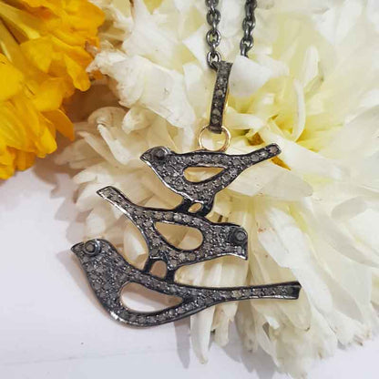 Lovely Fancy Designer 3 Bird Pendant, Stylish Bird Necklace, Silver jewelry