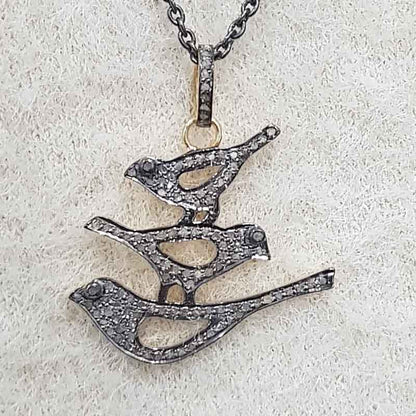 Lovely Fancy Designer 3 Bird Pendant, Stylish Bird Necklace, Silver jewelry