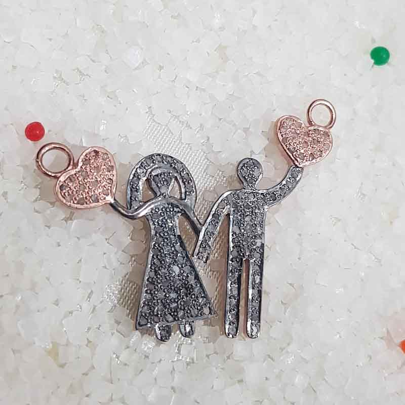 Beautiful Love Couple Pendant With Pave Diamond layers, Couple Heart Necklace, Wedding Gift, Gift For Couple