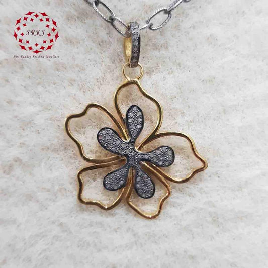 Natural Pave Diamond Gorgeous Flower Pendant, Amazing Flower Necklace, Gift For Girl, birthday Gift