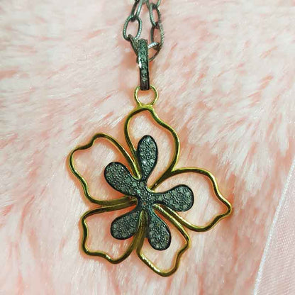 Natural Pave Diamond Gorgeous Flower Pendant, Amazing Flower Necklace, Gift For Girl, birthday Gift