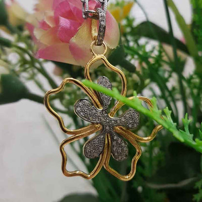 Natural Pave Diamond Gorgeous Flower Pendant, Amazing Flower Necklace, Gift For Girl, birthday Gift