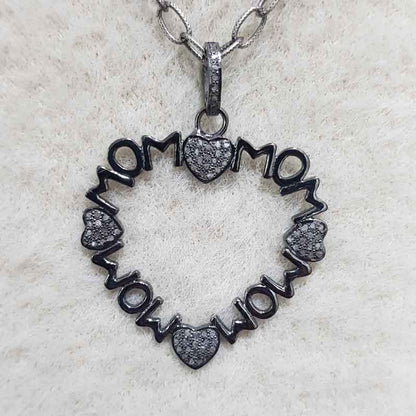 Glorious Mom Love Pendant With Little Pave Hearts, Heart Necklace, Gift For Mom, Mother's Day Gift