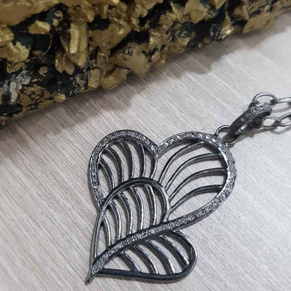 Gorgeous Fancy Heart Designer pendant, Stunning Heart Necklace, Silver Jewelry