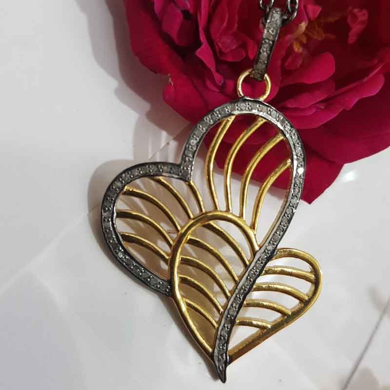 Gorgeous Fancy Heart Designer pendant, Stunning Heart Necklace, Silver Jewelry