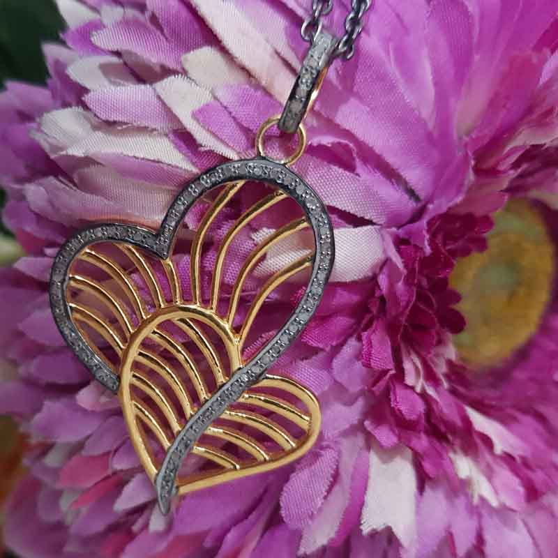 Gorgeous Fancy Heart Designer pendant, Stunning Heart Necklace, Silver Jewelry