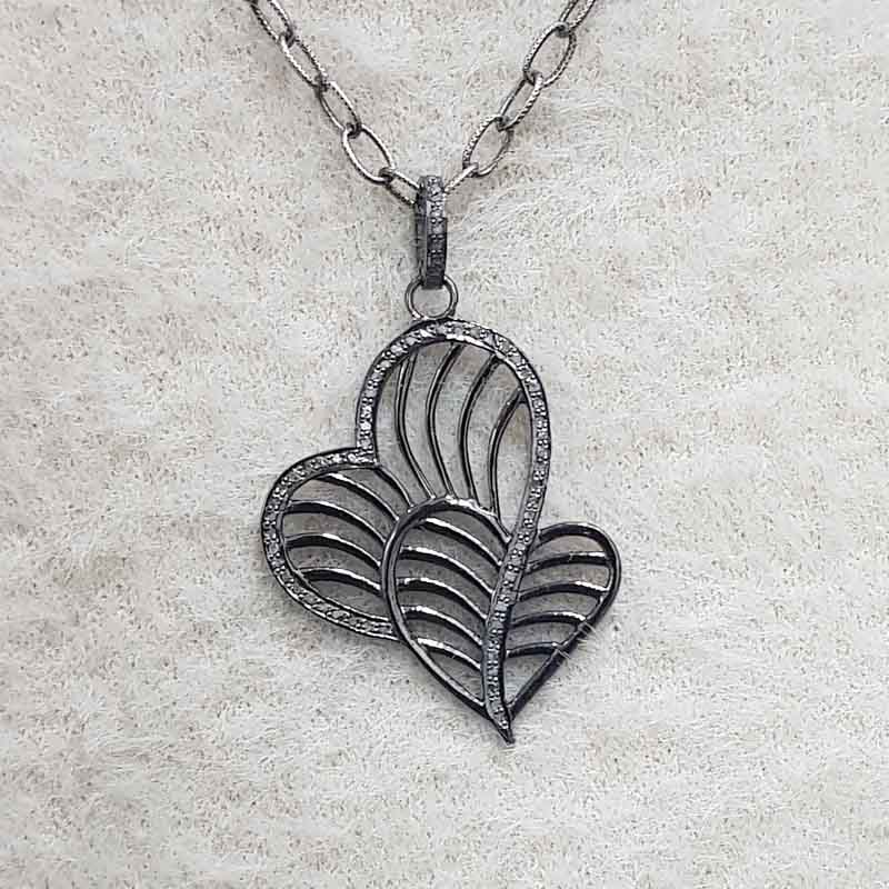 Gorgeous Fancy Heart Designer pendant, Stunning Heart Necklace, Silver Jewelry