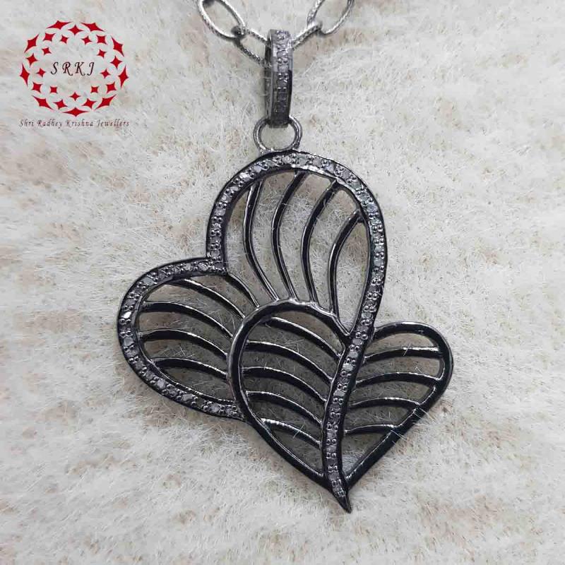 Gorgeous Fancy Heart Designer pendant, Stunning Heart Necklace, Silver Jewelry