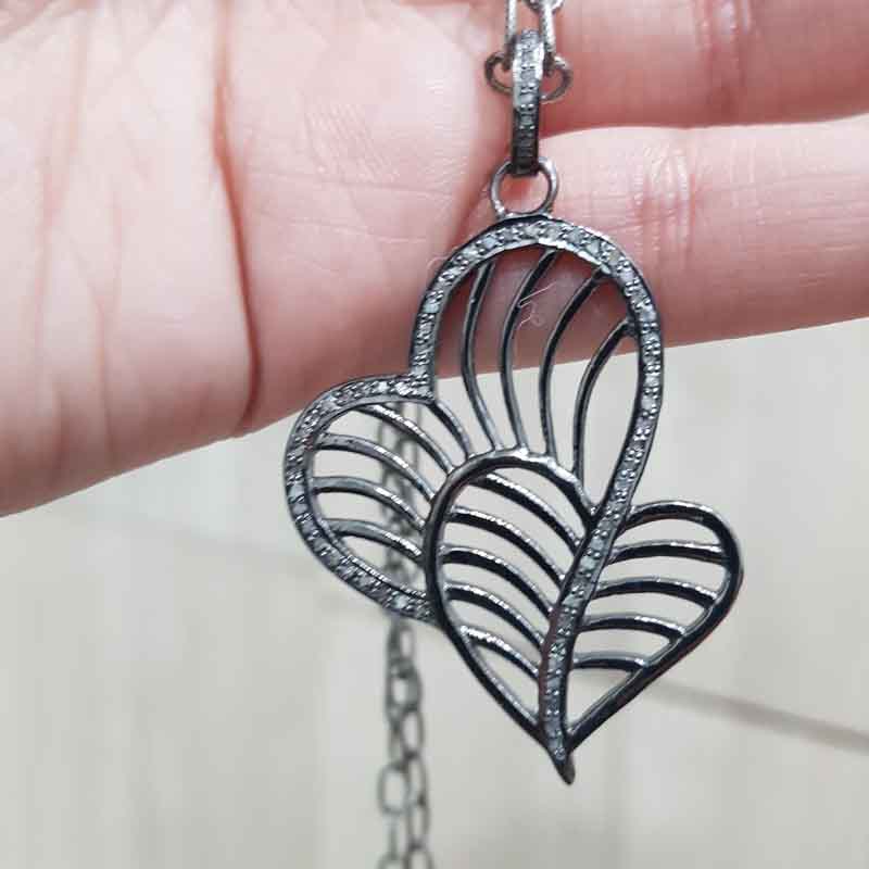 Gorgeous Fancy Heart Designer pendant, Stunning Heart Necklace, Silver Jewelry