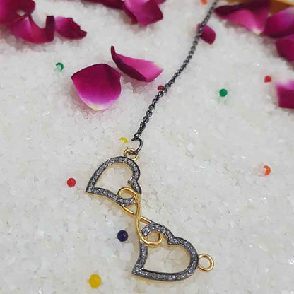 Glamorous Yellow And Black Joined Heart Pendant, Unique Forever Heart Sign Necklace, Gift For Special One