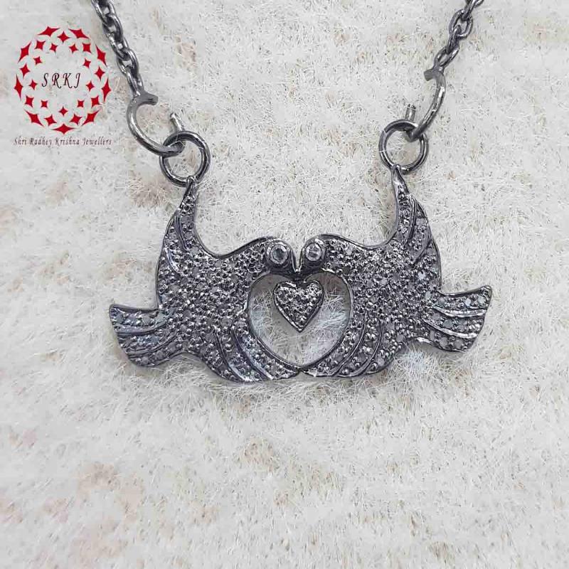 Love Bird Pendant With Pave Layers, Handmade Love Bird Necklace, Gift For Love