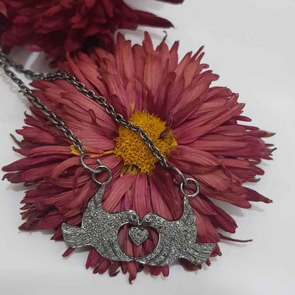 Love Bird Pendant With Pave Layers, Handmade Love Bird Necklace, Gift For Love