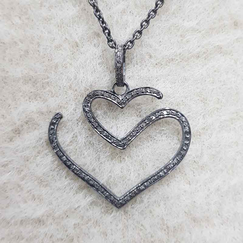 Handmade Designer Heart Style pendant, Stylish Heart Necklace, Silver Jewelry